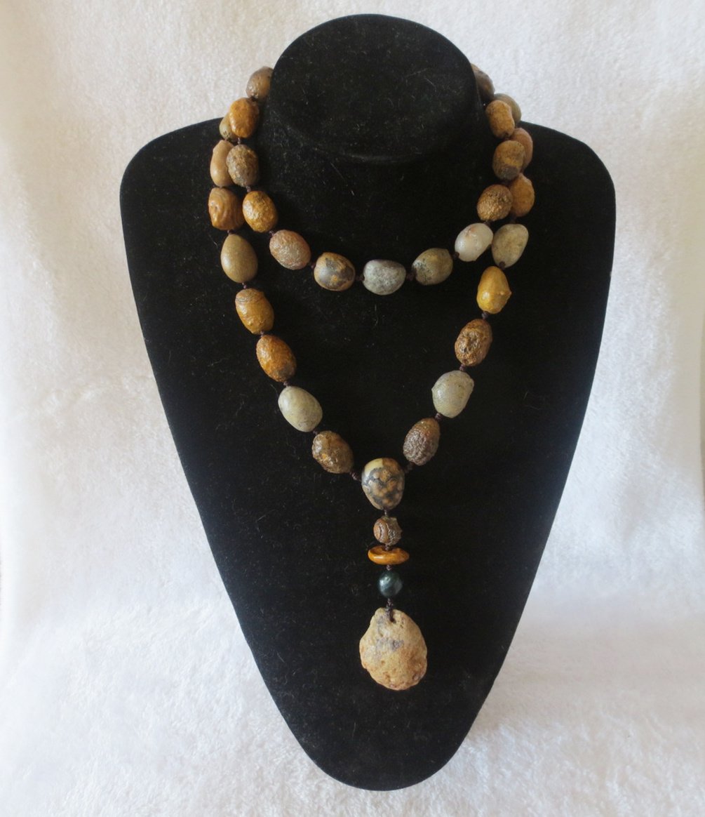 gobi eye stone beaded necklace, natural alxa agate pebble long necklace (n698) (copy)