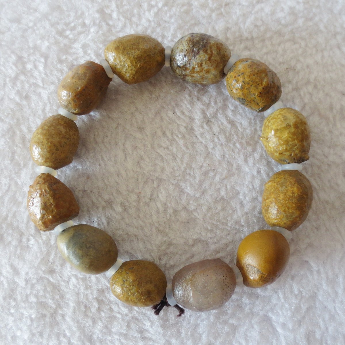 unpolished gobi raw agate bracelet, natural rough stone beads (b418)