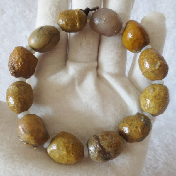 unpolished gobi raw agate bracelet, natural rough stone beads (b418)
