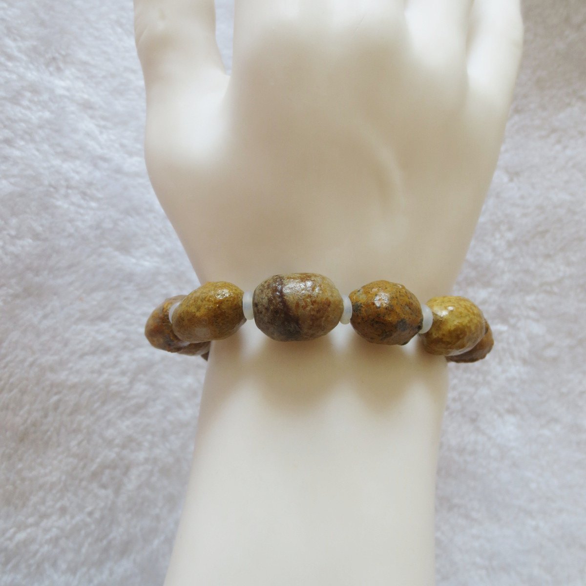 unpolished gobi raw agate bracelet, natural rough stone beads (b418)