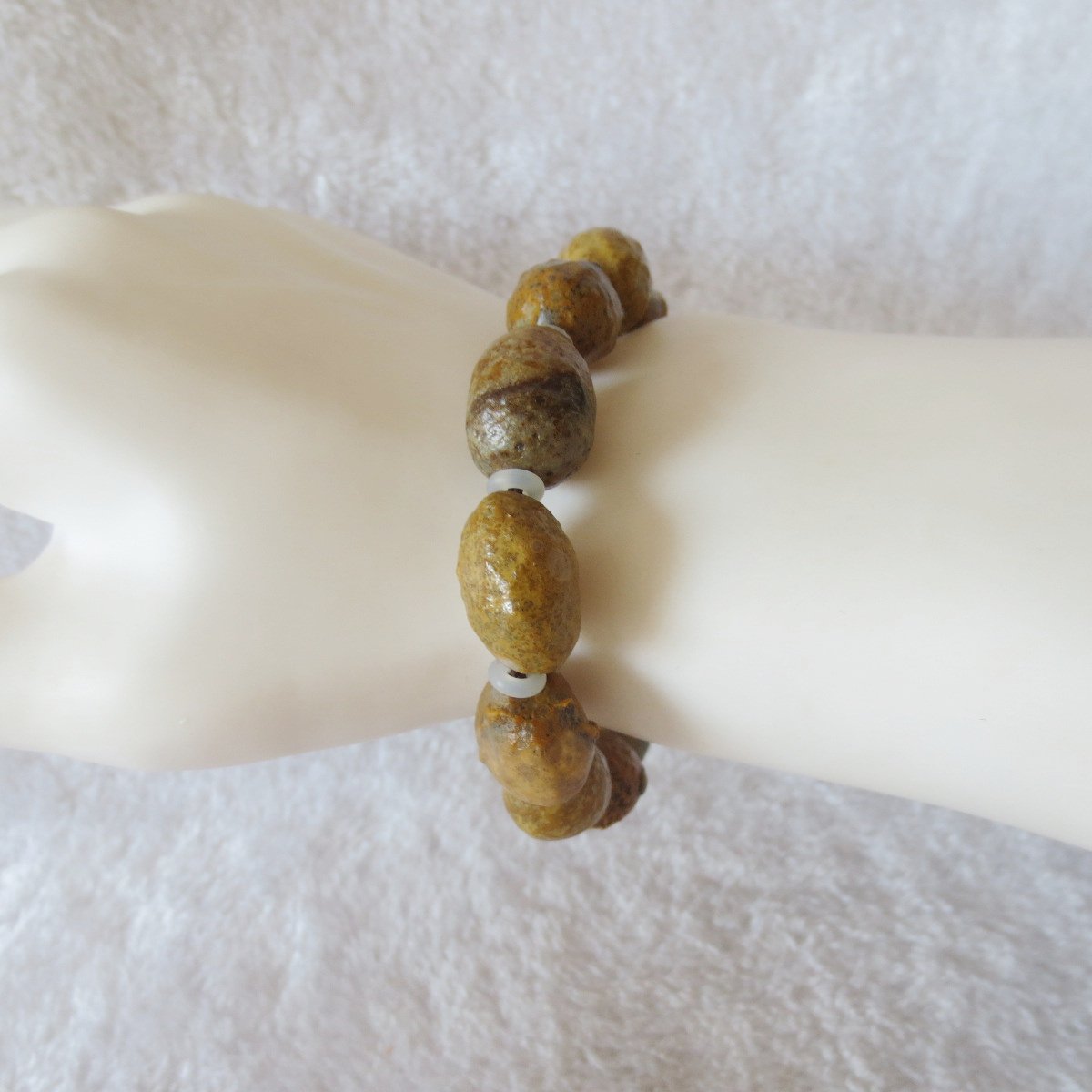 unpolished gobi raw agate bracelet, natural rough stone beads (b418)