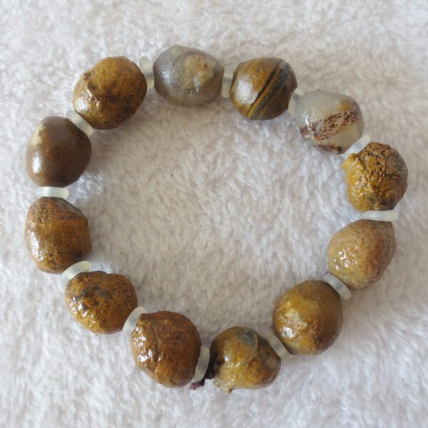 unpolished gobi raw agate bracelet, natural rough stone beads (b419)