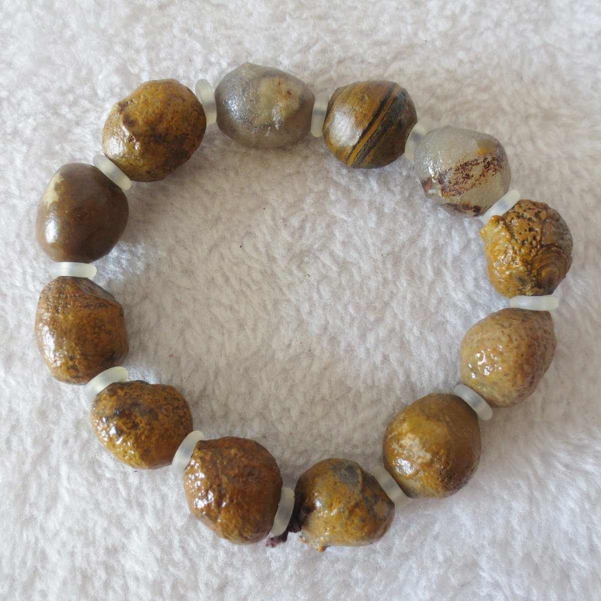unpolished gobi raw agate bracelet, natural rough stone beads (b419)