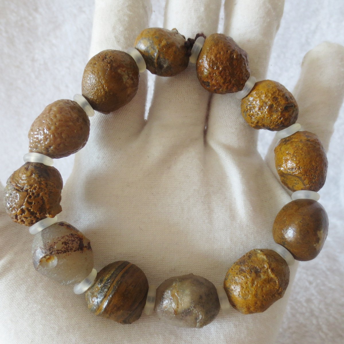 unpolished gobi raw agate bracelet, natural rough stone beads (b419)