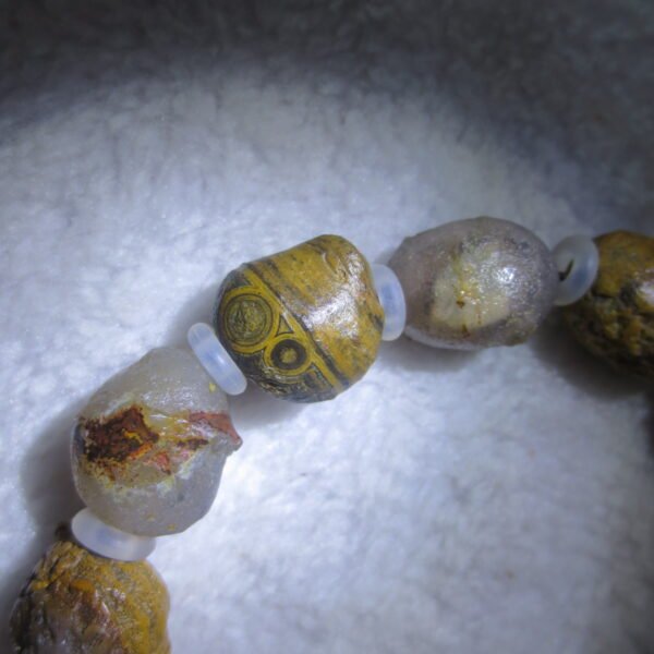 unpolished gobi raw agate bracelet, natural rough stone beads (b419)