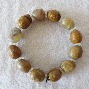 unpolished gobi raw agate bracelet, natural rough stone beads (b420)