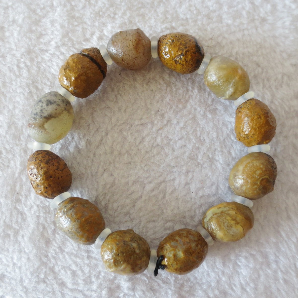 unpolished gobi raw agate bracelet, natural rough stone beads (b420)