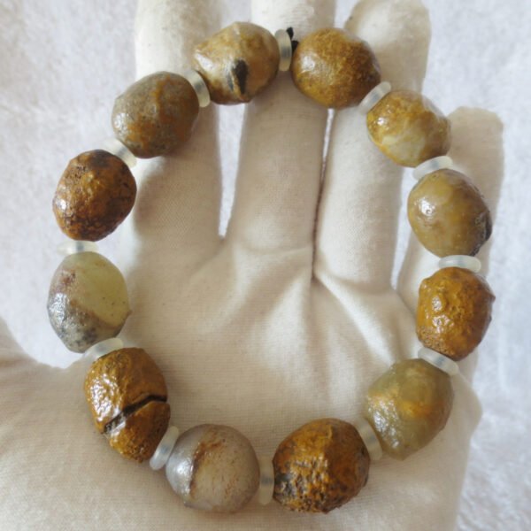 unpolished gobi raw agate bracelet, natural rough stone beads (b420)
