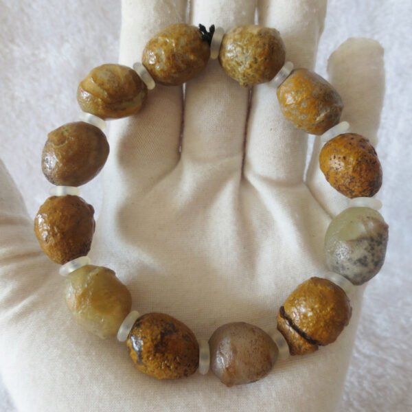 unpolished gobi raw agate bracelet, natural rough stone beads (b420)