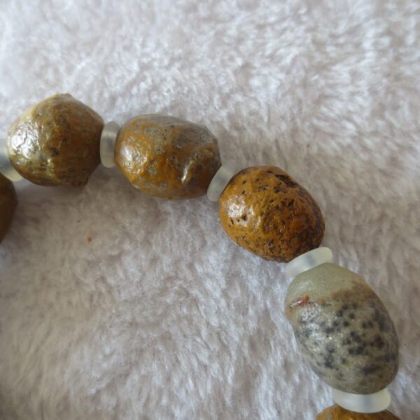 unpolished gobi raw agate bracelet, natural rough stone beads (b420)