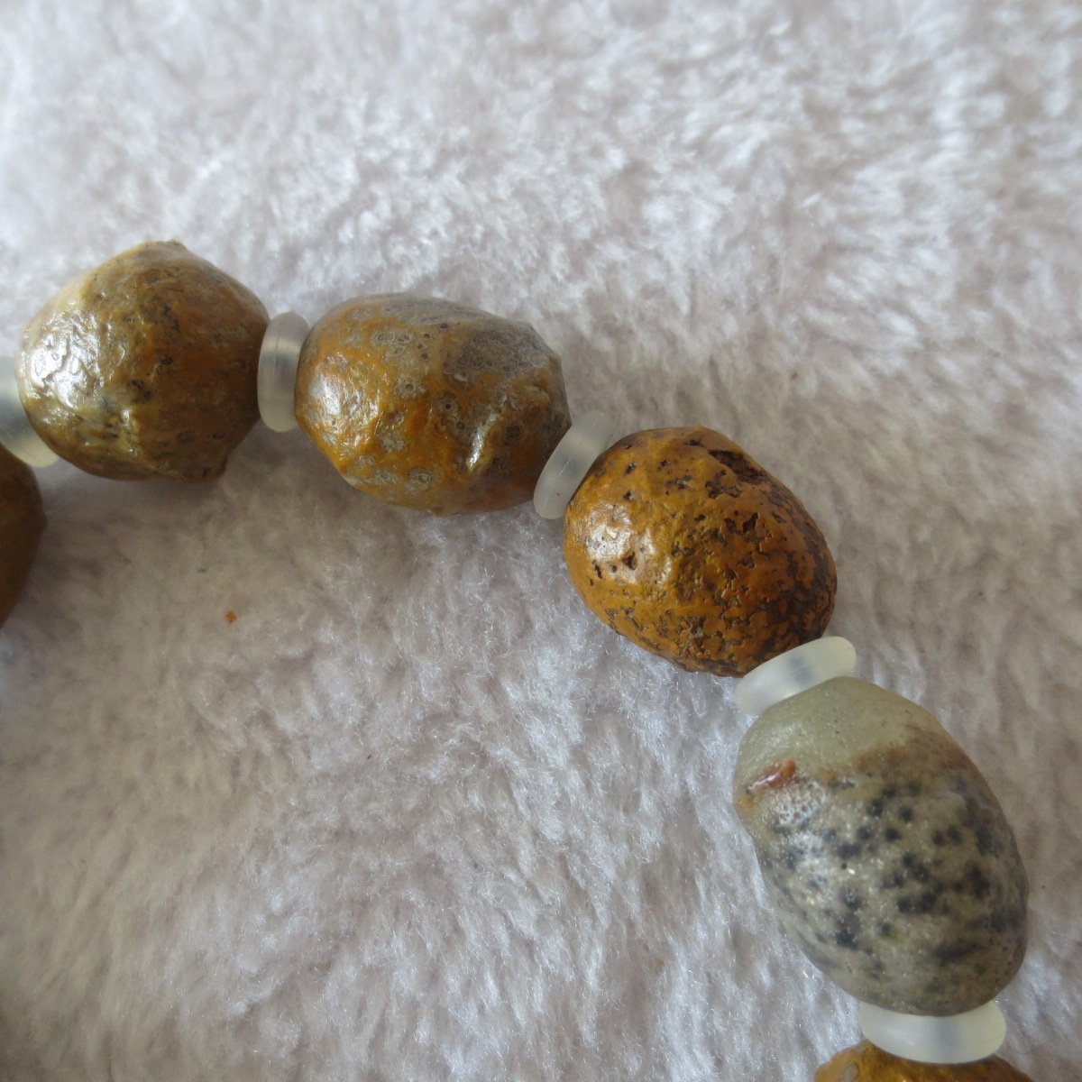 unpolished gobi raw agate bracelet, natural rough stone beads (b420)