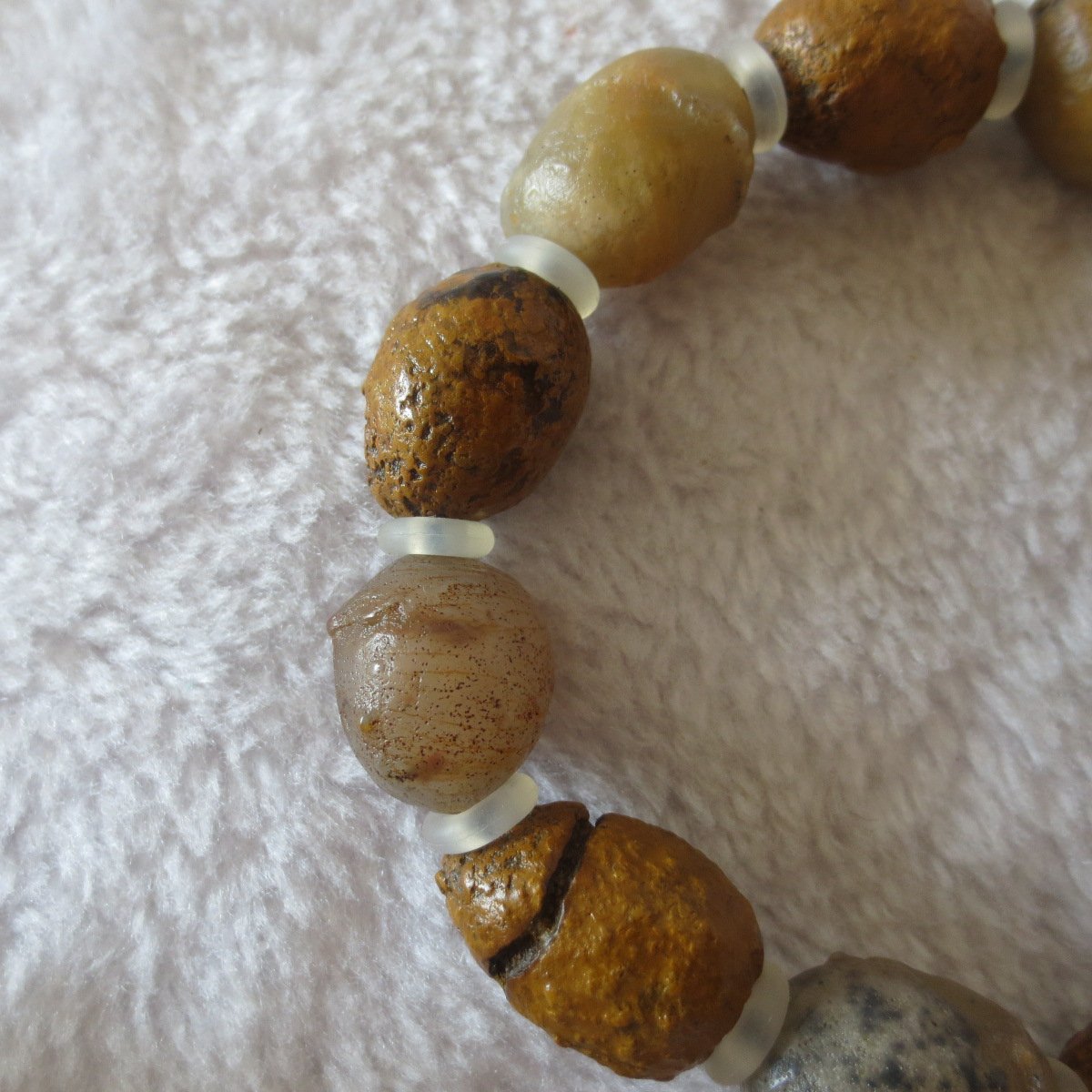 unpolished gobi raw agate bracelet, natural rough stone beads (b420)