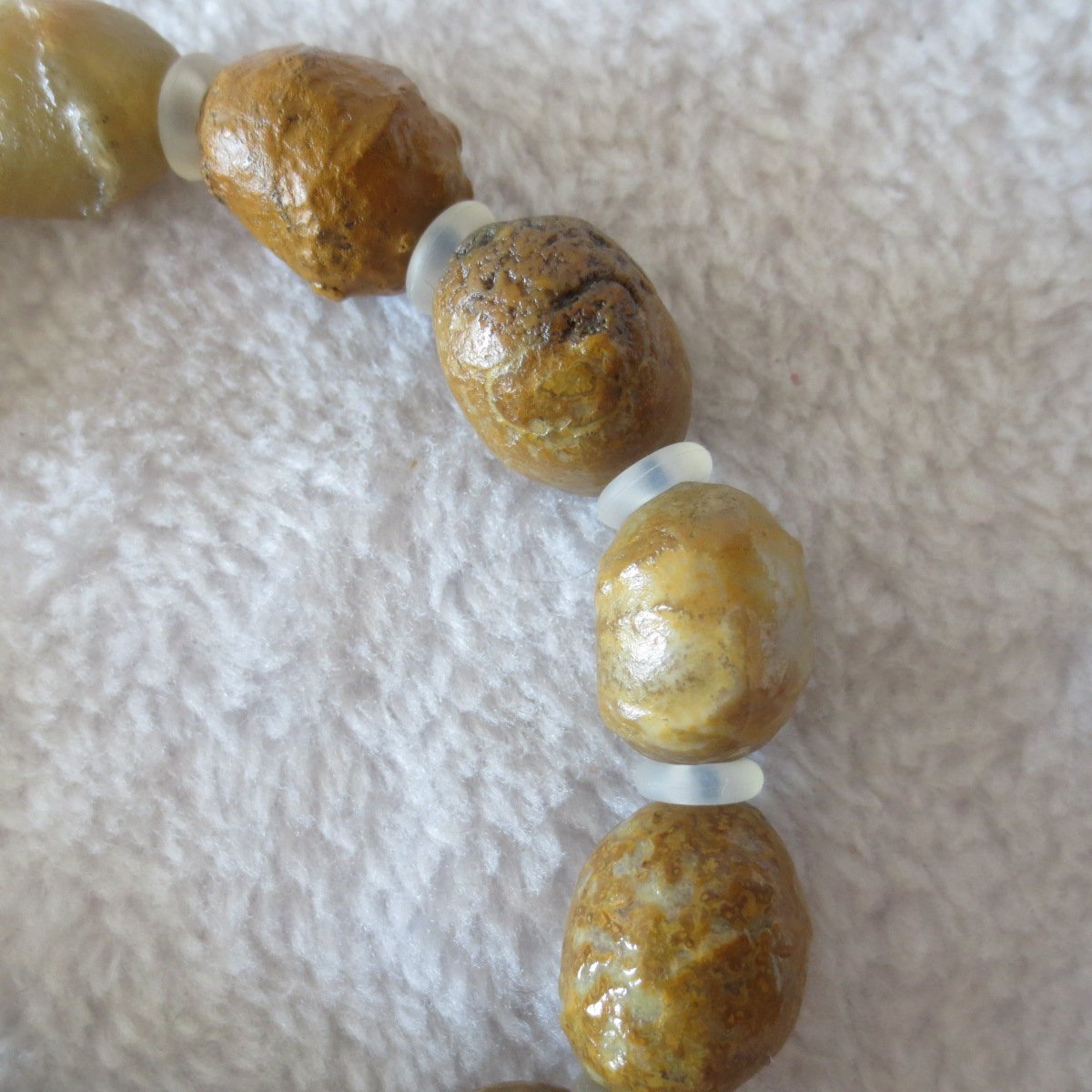 unpolished gobi raw agate bracelet, natural rough stone beads (b420)