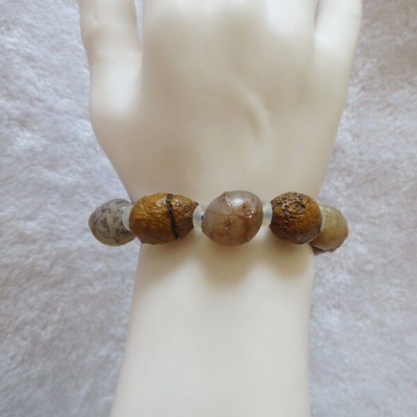 unpolished gobi raw agate bracelet, natural rough stone beads (b420)