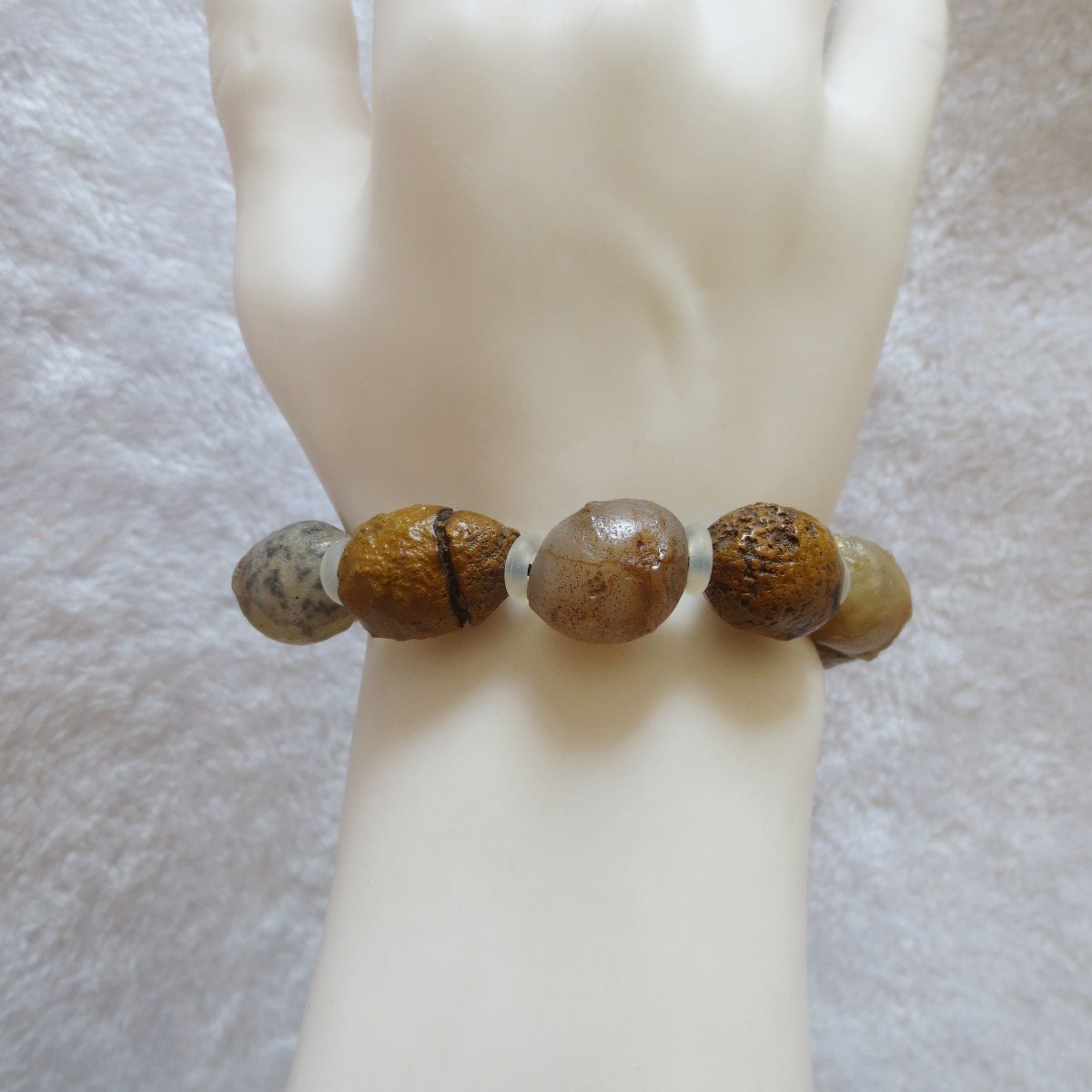 unpolished gobi raw agate bracelet, natural rough stone beads (b420)