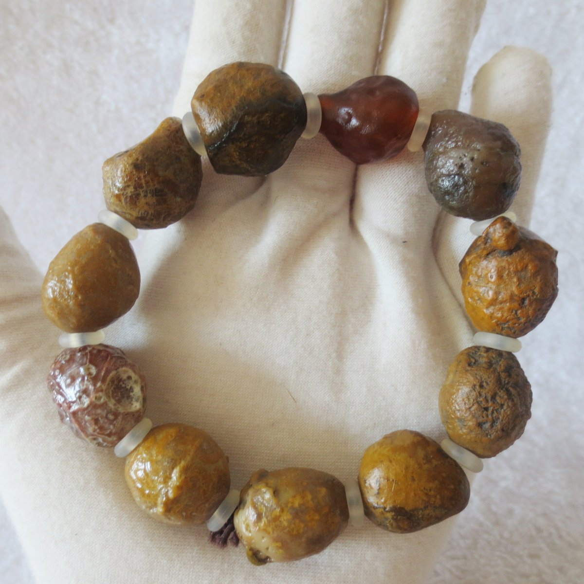 unpolished gobi raw agate bracelet, natural rough stone beads (b420) (copy)