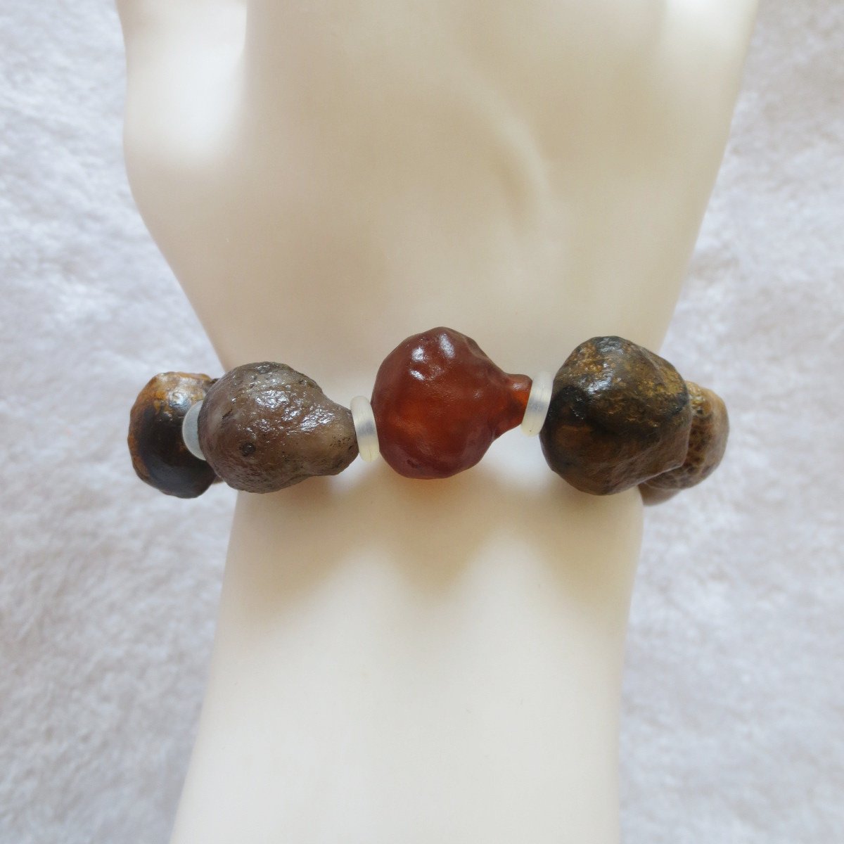 unpolished gobi raw agate bracelet, natural rough stone beads (b420) (copy)
