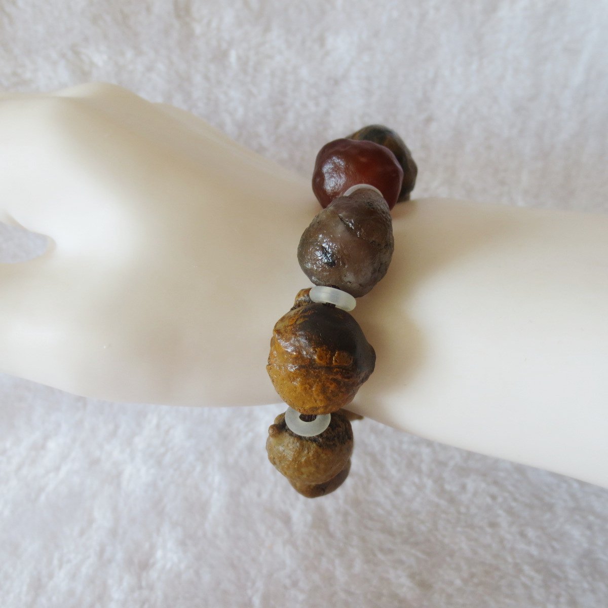 unpolished gobi raw agate bracelet, natural rough stone beads (b420) (copy)