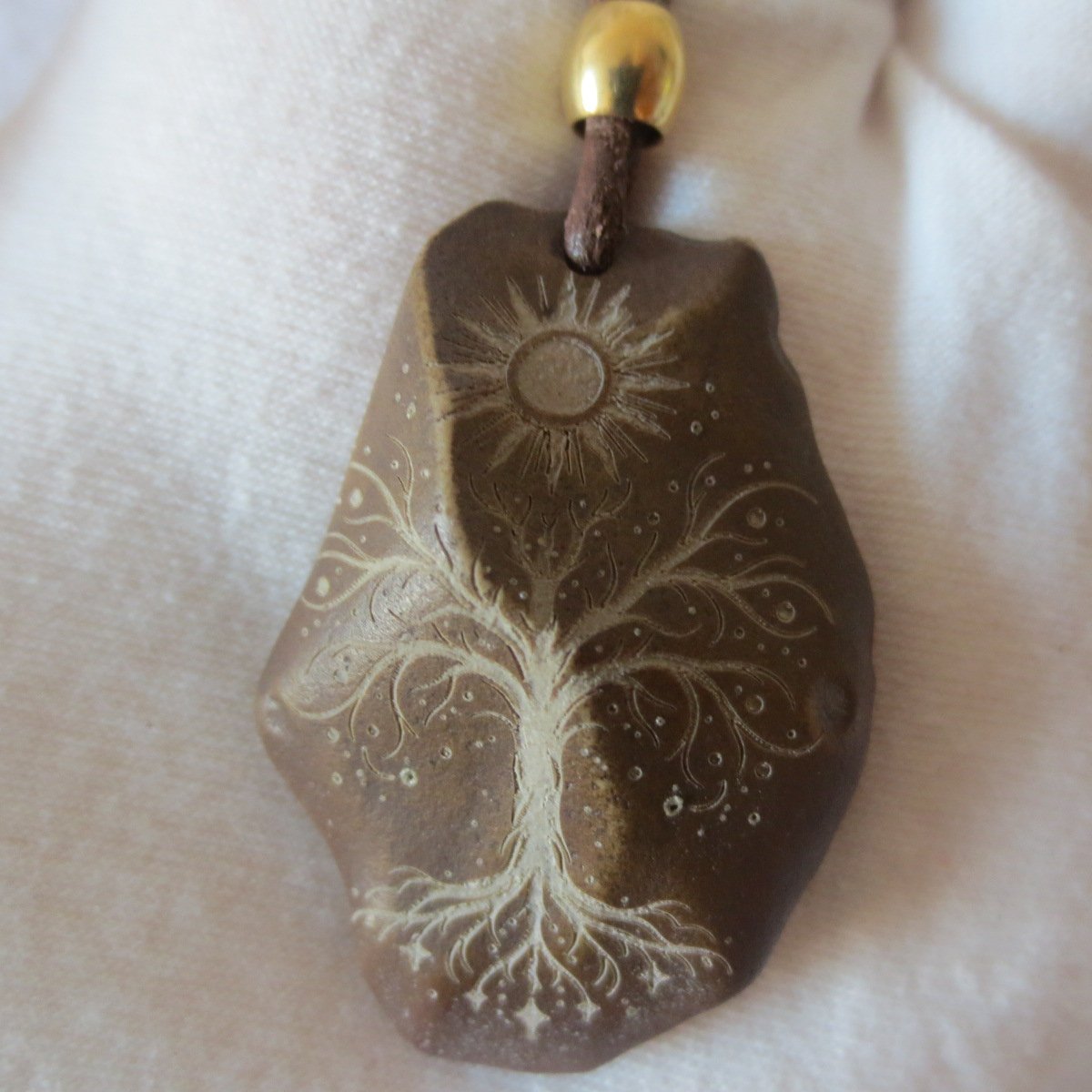 unique carved gobi mudstone pendant, one of a kind stone jewelry (d258)