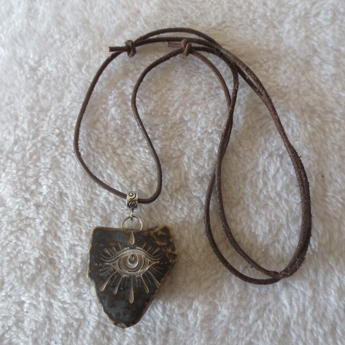 unique carved gobi mudstone pendant, one of a kind stone jewelry (d260)