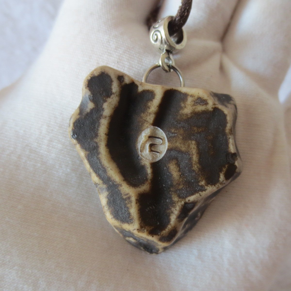 unique carved gobi mudstone pendant, one of a kind stone jewelry (d260)