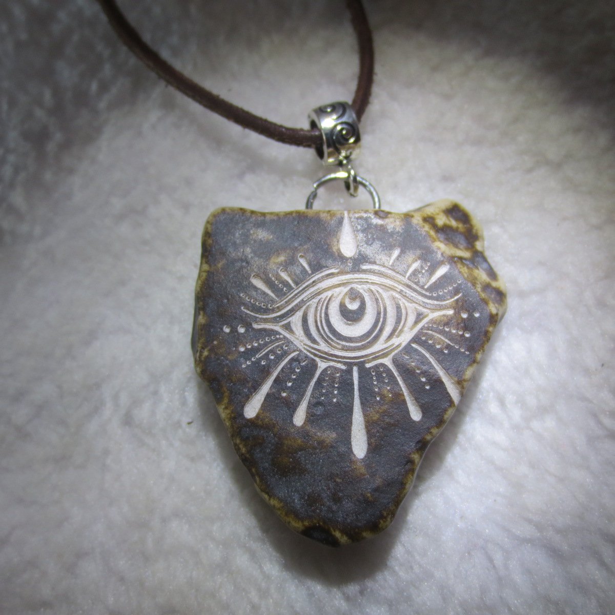unique carved gobi mudstone pendant, one of a kind stone jewelry (d260)