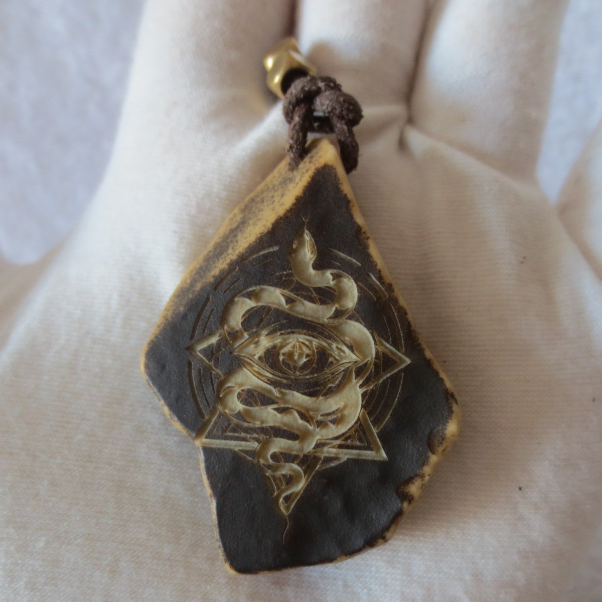 unique carved gobi mudstone pendant, one of a kind stone jewelry (d261)
