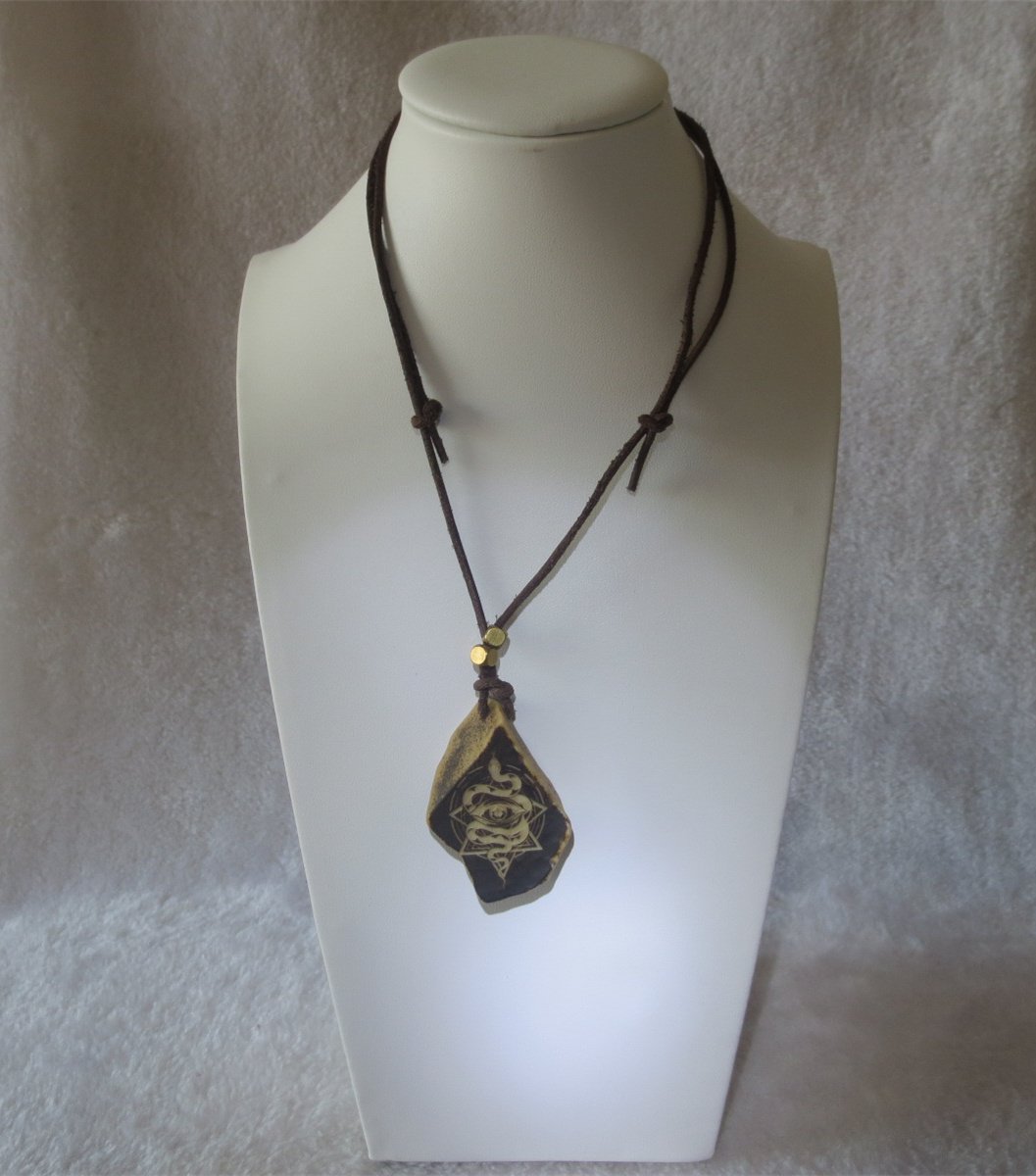 unique carved gobi mudstone pendant, one of a kind stone jewelry (d261)