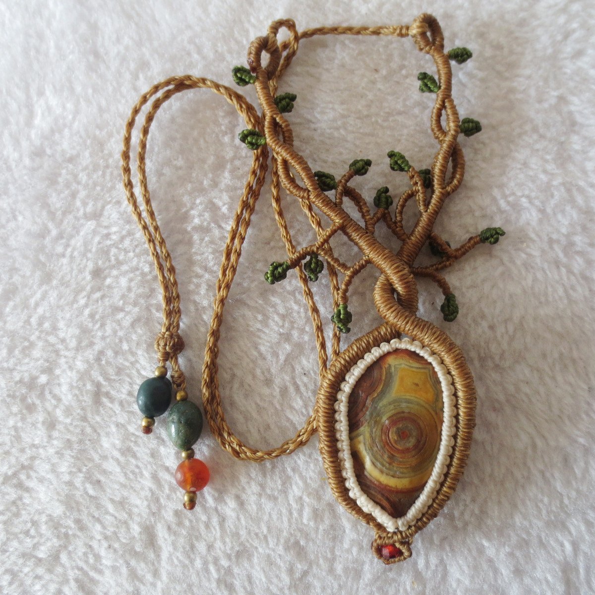 unique hand‑wrapped leather edge gobi stone pendant, one‑of‑a‑kind jewelry (d264)