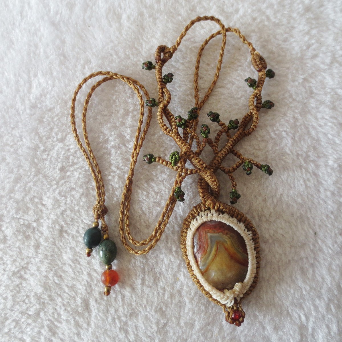 unique hand‑wrapped leather edge gobi stone pendant, one‑of‑a‑kind jewelry (d264)