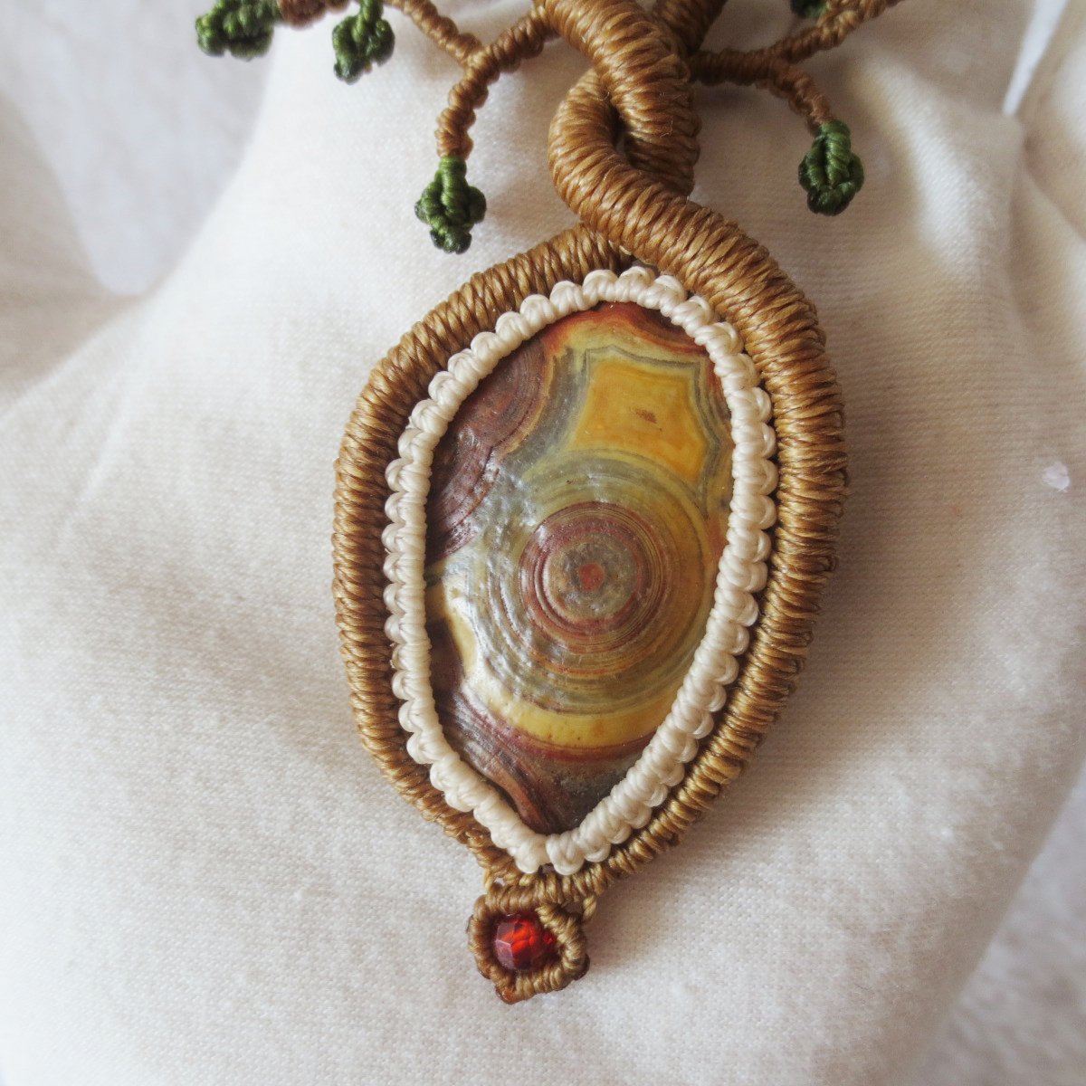 unique hand‑wrapped leather edge gobi stone pendant, one‑of‑a‑kind jewelry (d264)