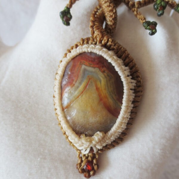 unique hand‑wrapped leather edge gobi stone pendant, one‑of‑a‑kind jewelry (d264)