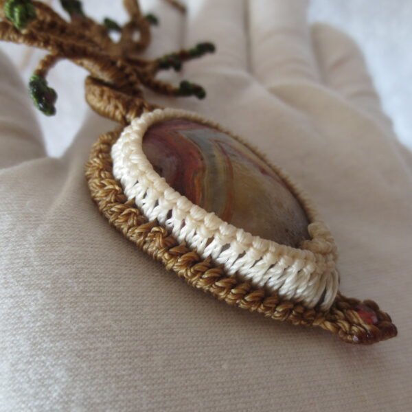 unique hand‑wrapped leather edge gobi stone pendant, one‑of‑a‑kind jewelry (d264)