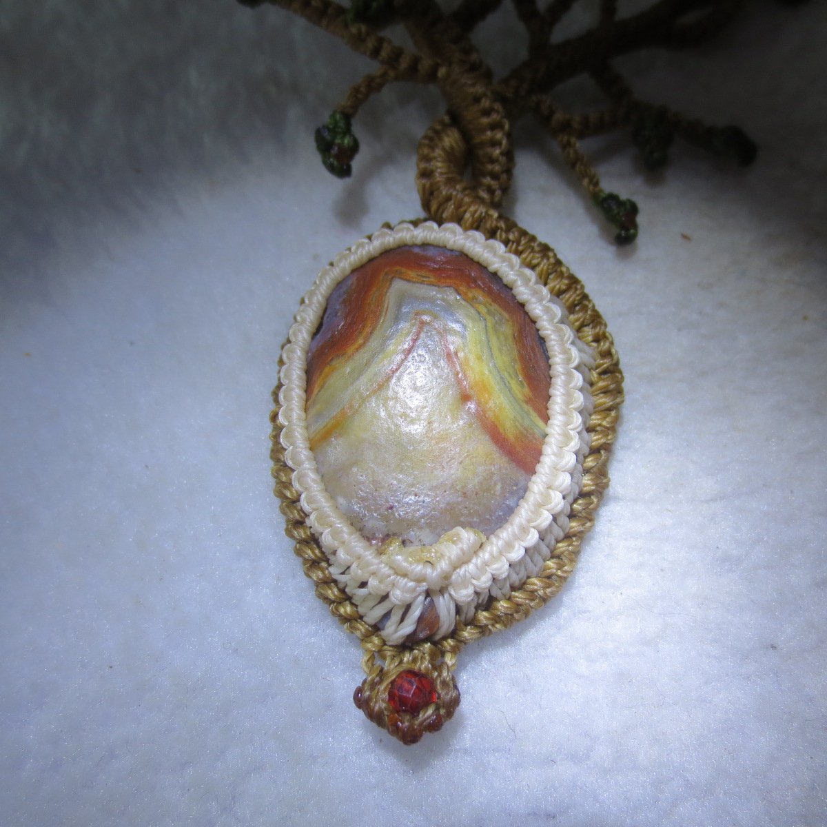 unique hand‑wrapped leather edge gobi stone pendant, one‑of‑a‑kind jewelry (d264)