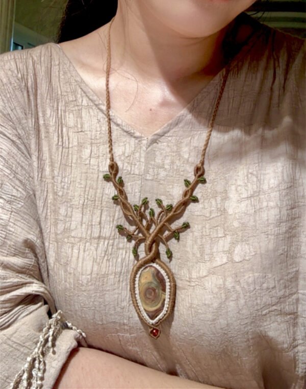 unique hand‑wrapped leather edge gobi stone pendant, one‑of‑a‑kind jewelry (d264)
