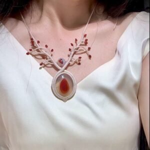 artisan wire‑wrapped gobi stone pendant｜photo for style reference only, not for sale 2