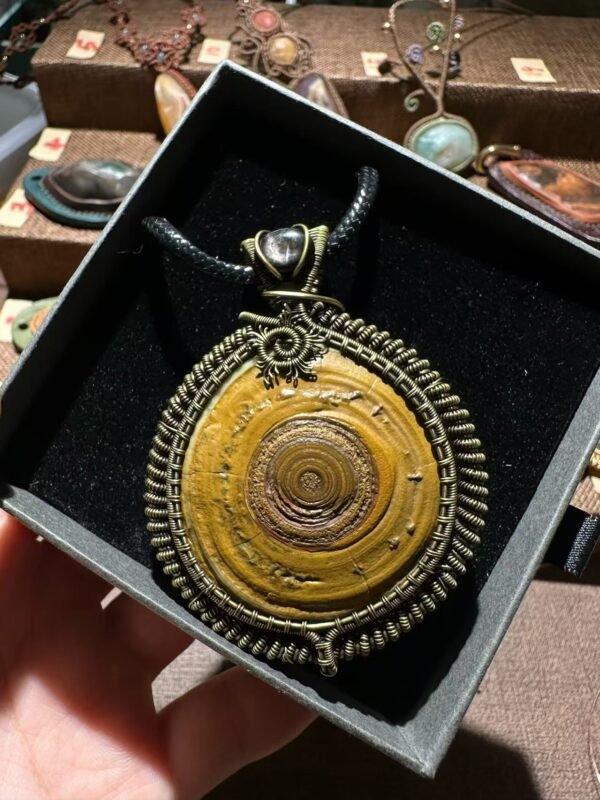artisan wire‑wrapped gobi stone pendant｜photo for style reference only, not for sale 2