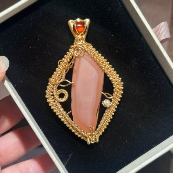 artisan wire‑wrapped gobi stone pendant｜photo for style reference only, not for sale 2